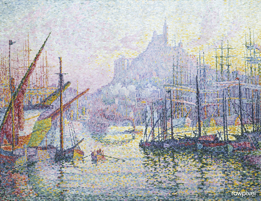 Notre Dame de la Garde (La Bonne–Mère), Marseilles (ca. 1905–1906) painting in high resolution by Paul Signac. Original from The MET Museum. Digitally enhanced by rawpixel.