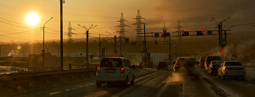 On the road/ Yellow Sunrise by IVAN ANDRONOV, RUSSIA, I VANrussia eastsiberia irkutsk trucks road vano