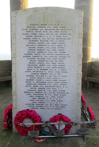 Stonehaven War Memorial, Great War Names