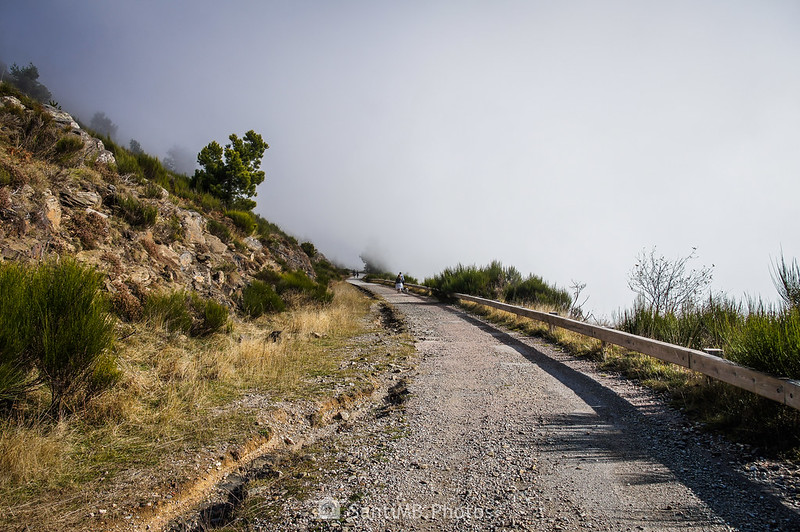 Niebla en el aparcamiento de Plana Amagada en el Montseny