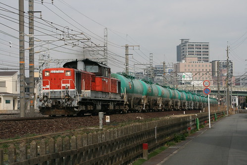 JR Freight DD51 series (800s, new color) between Kuwana.Sta and Asahi.Sta, Kuwana, Mie, Japan /Feb 13, 2021