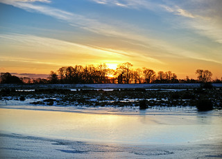 Sunrise across frozen Swinemoor
