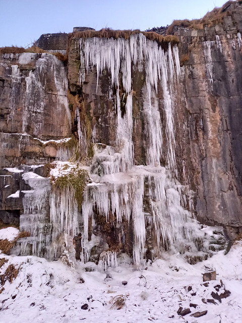 Icicles at Wick coastguard quarry on 11 February 2021. Started melting on 13 Feb.
