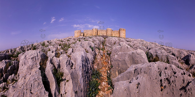Panoramic view historical wall ruins and natural rock structure of Anavarza Ancient City. Kozan, Dilekkaya, Adana, Turkey
