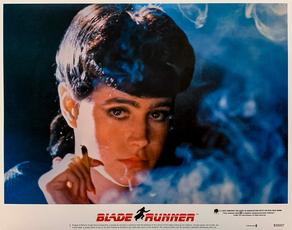“Blade Runner” (Ladd Company/Warner Bros., 1982). Sean Young as the cigarette-smoking femme fatale, Rachael.  Original U.S. Lobby Card (No. 1)