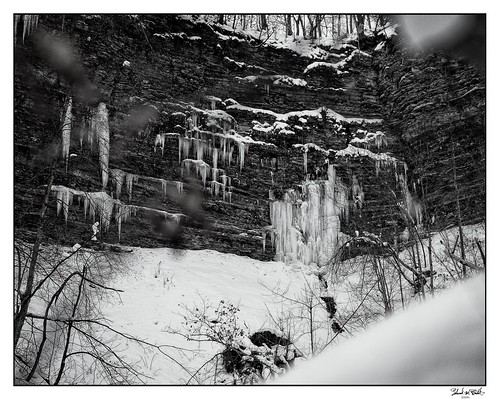 breakfreewitholympus cold dxophotolab hike ice m43ftw mono monochrome monochromemonday nikcollection ny on1photos on1pics snow warsaw waterfall winter woodland usa