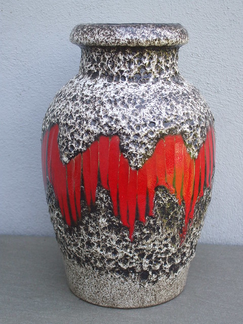Vintage West German Pottery Lora Design Fat Lava Vase Mid Century Modern