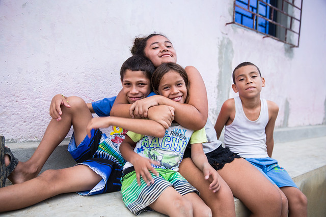 Katerin and her siblings in El Salado, Colombia