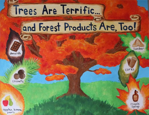 Image of poster with tree highlighting forest products