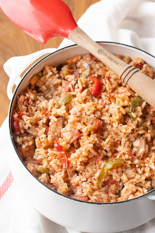 Creole Tomato Rice and Sausage Skillet