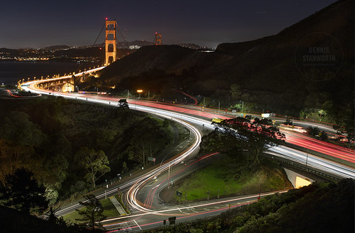 dennis stanworth waldo grade 101 engagement hill getty light trails golden gate bridge battery spencer freeway interstate long exposure night photography photoshop stacked blend mode marin robin williams tunnel