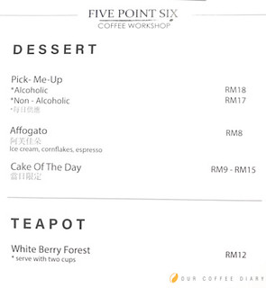 5.6 cafe Batu Pahat dessert menu