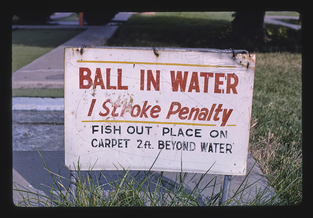 Water sign, Leisure Twin Putt, Albuquerque, New Mexico (LOC)
