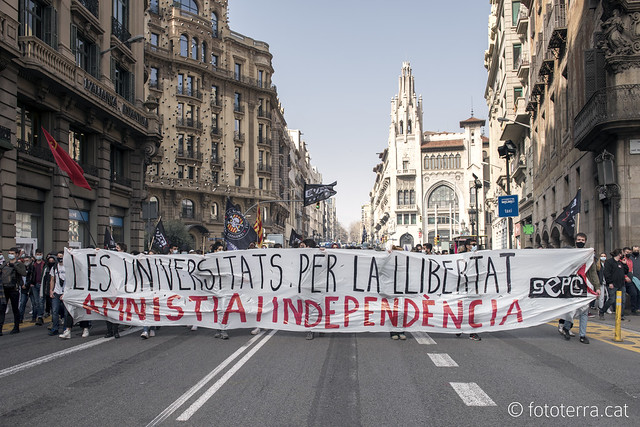 Manifestació convocada pel SEPC en el marc de la vaga solidària amb Pablo Hasél i per reclamar la llibertat d'expressió [Barcelona 19.02.2021]