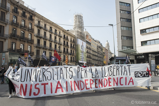 Manifestació convocada pel SEPC en el marc de la vaga solidària amb Pablo Hasél i per reclamar la llibertat d'expressió [Barcelona 19.02.2021]