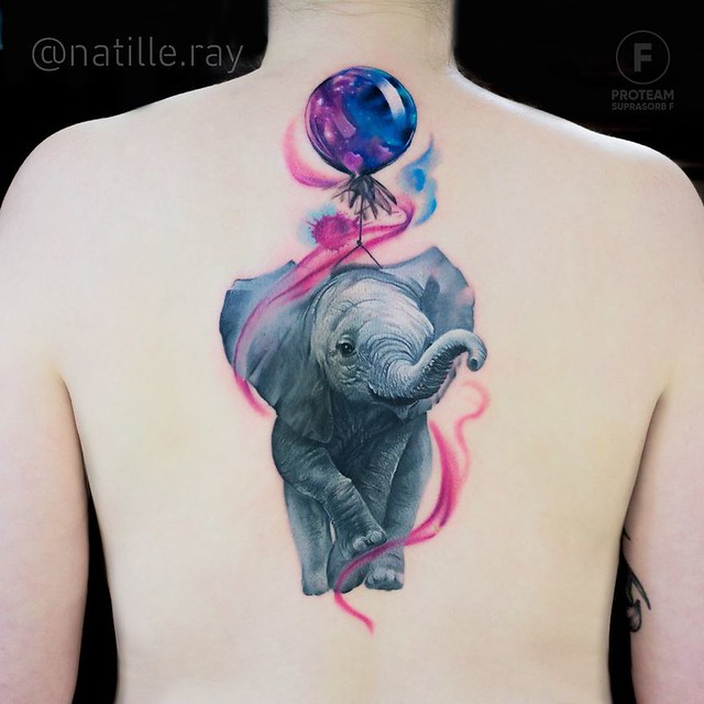 Colorful Animal Tattoo Art Elephant