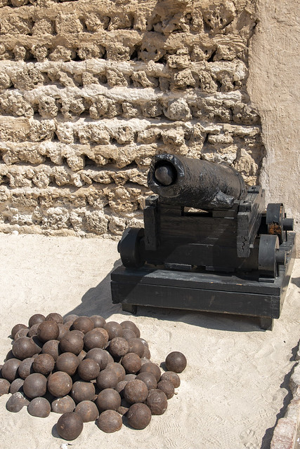 Cannon and cannon balls, Al Fahidi Fort Fortress, Dubai, United Arab Emirates