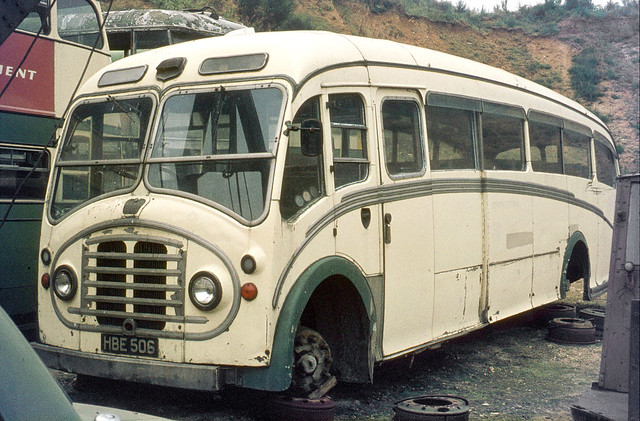 Ipswich Coach Company . Suffolk . HBE506  . Needham Market garage yard , Suffolk . August-1973 .
