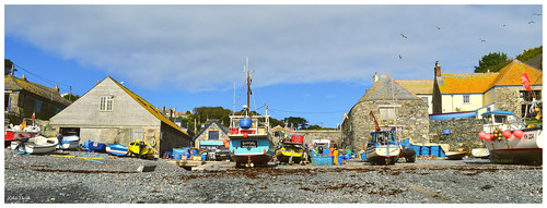 robindemel cadgwith fishing harbour cornwall boats tideline beach