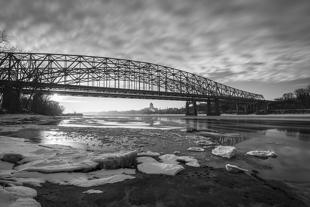 Missouri River Bridge Monochrome