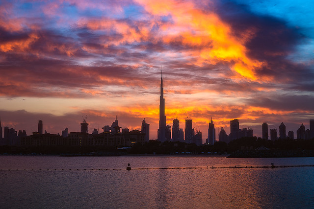 Fiery Sky & Dubai Skyline
