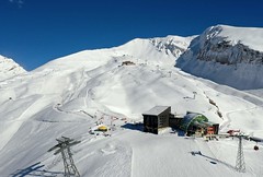 Pohled na Rinderhütte (2 350 m) z ptačí perspektivy