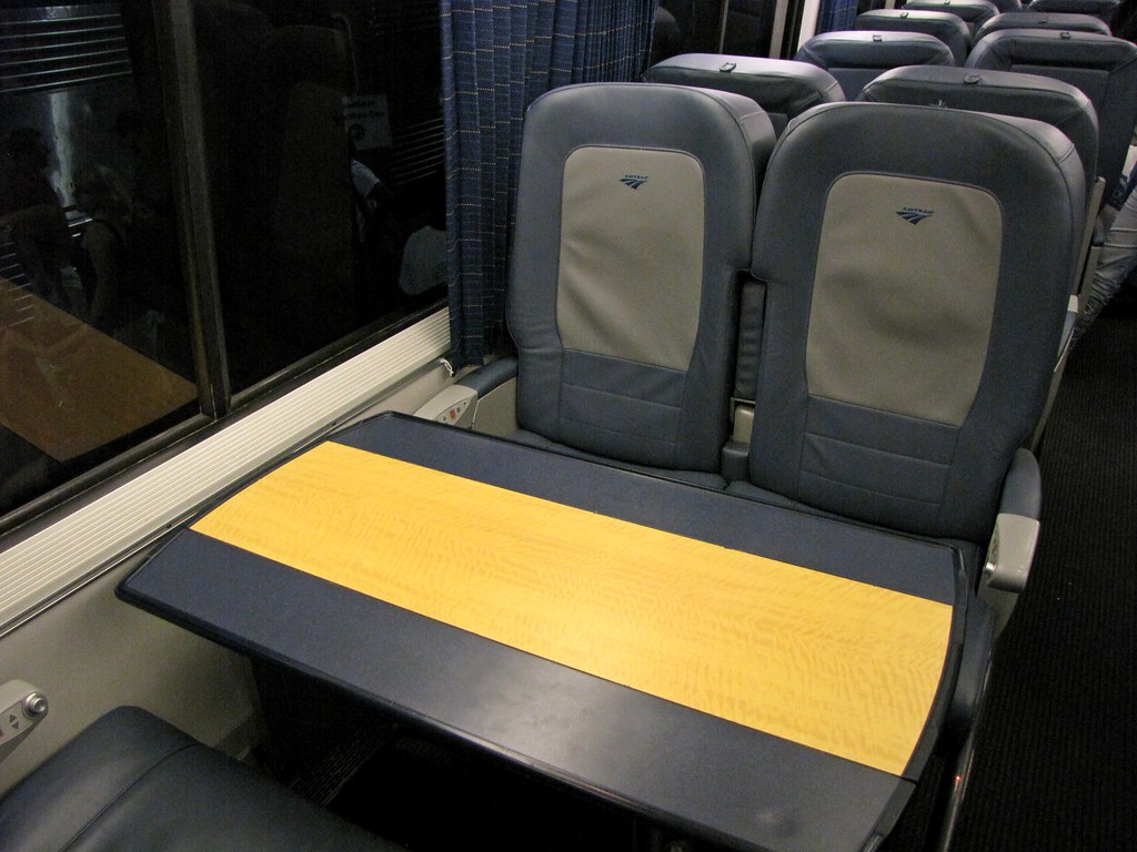 Acela Express business class seats with table