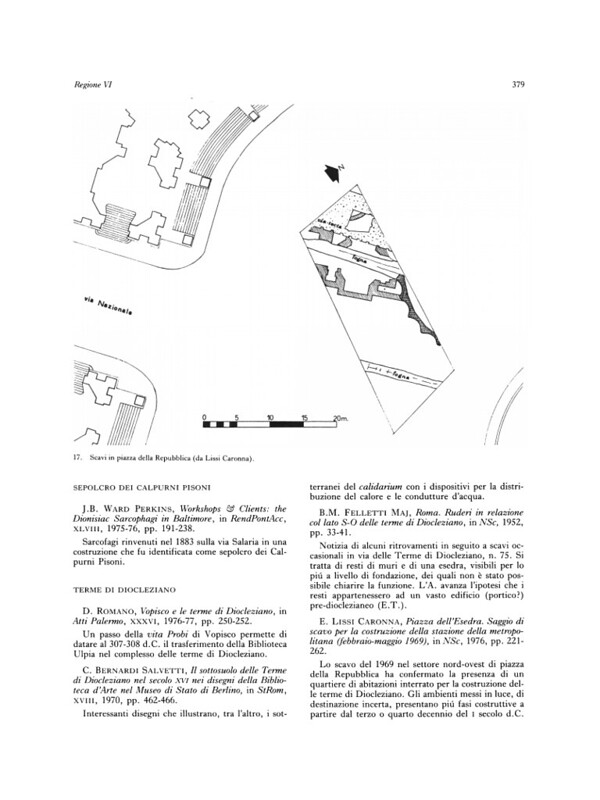 ROMA ARCHEOLOGICA & RESTAURO ARCHITETTURA 2021. ROMA METRO B - Prof. Carettoni illustra i resti archeologici rinvenuti in pz. Esedra. ARCHIVO LUCE (1969). S.v., E. Lissi Caronna, NSc (Scavo 1969 [1976]), in: BCom 89.2 (1984): 379-380 & NYT (23/01/1971): 2