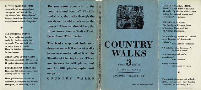 London Transport - Country Walks, Third Series, by Charles White, 1937 (Second edition 1939) - dustwrapper or dust jacket.