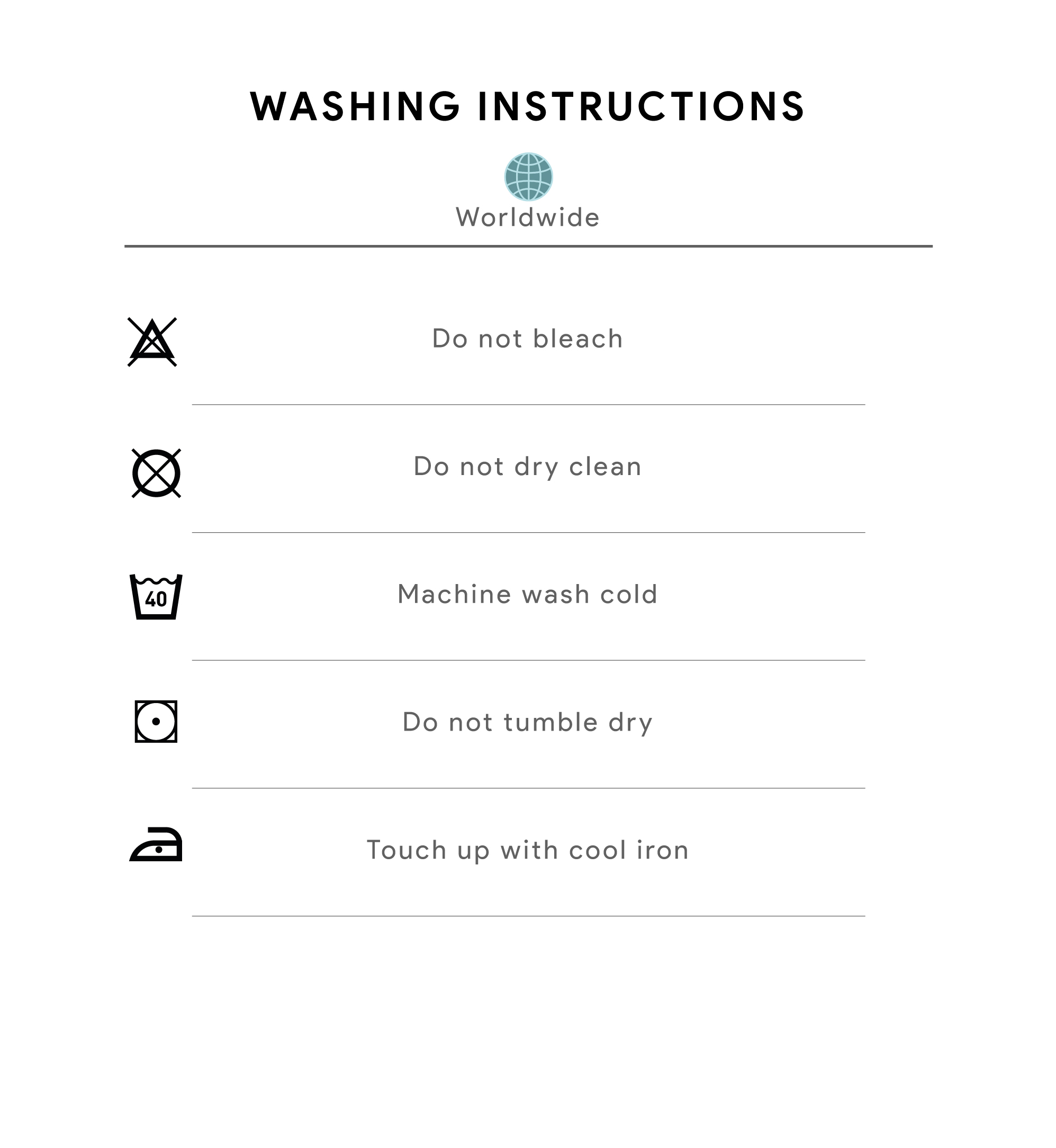 washing instruction