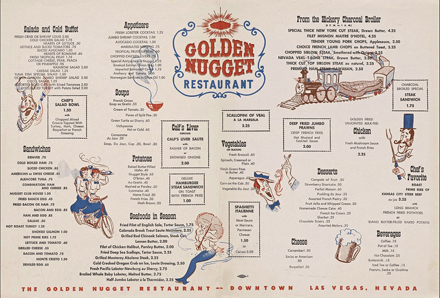 Menu, Casino - Golden Nugget Restaurant, Downtown, Las Vegas, NV, 1953 - 01
