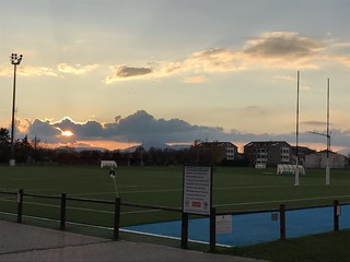 rugby field sunset