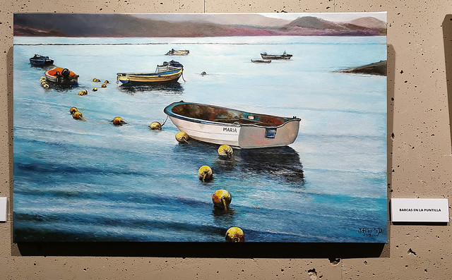 Pintura Barcas en la Puntilla Juan Alberto Diaz exposicion ambito cultural Corte Ingles Las Palmas De Gran Canaria