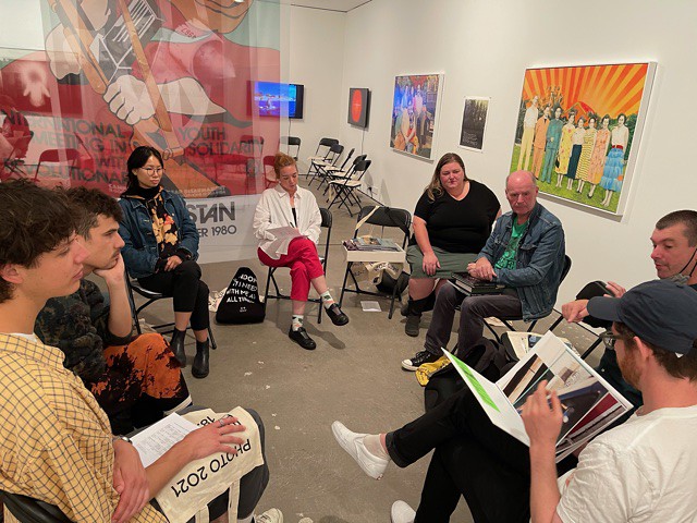 A small group discuss Photobooks at the CCP Fitzroy