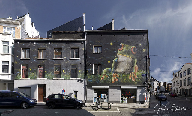 Parcours Streetart, Artiste Zouwi, La belle Hip Hop, angle rue de Frandre, rue d'Ophem. Bruxelles