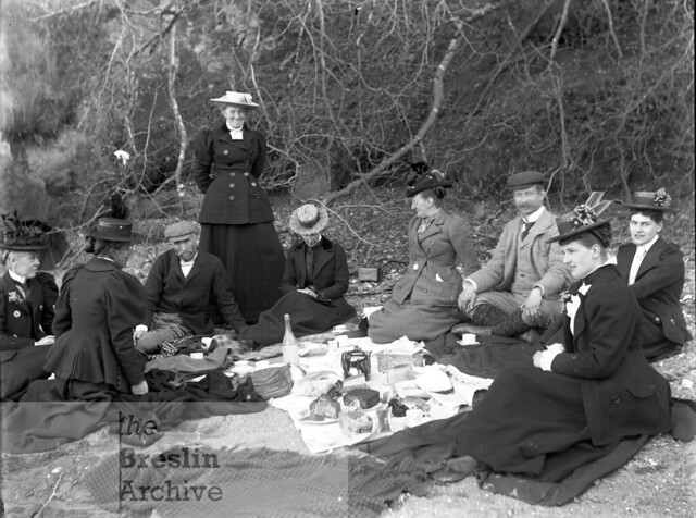 Large Picnic Group, Includes Major Cuffe with Cap and Beard