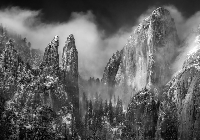Cathedral Peaks Winter Monochrome (Explored)