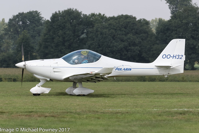 OO-H32 - 2004 build B & F Funk FK-14 Polaris, arriving at Schaffen-Diest during the the 2017 International Old Timer Fly-In