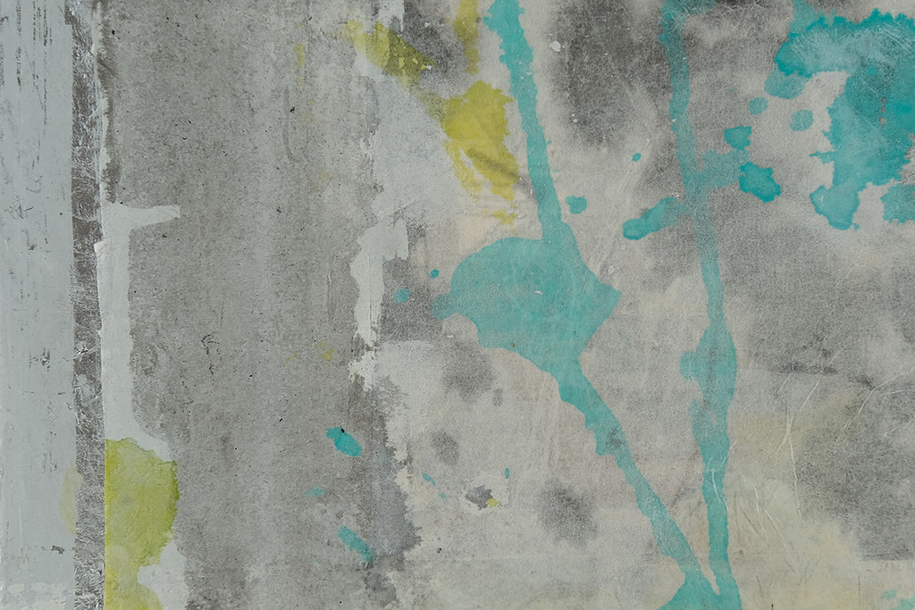 Mikokoro (Hitori no Heya) (detail) (2020) oil on wood panel, mimitsu washi, usumino washi, ink, acrylic, aluminum leaf, silver leaf, tamamushi leaf, charcoal, pastel, colored pencil 297x210x20mm