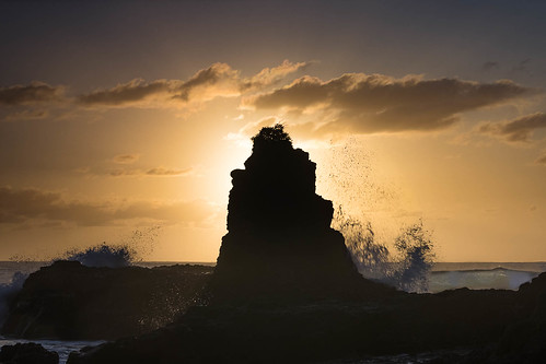 kiama newsouthwales australia nsw cathedral rock silhouette sea ocean sunrise dawn wave cloud