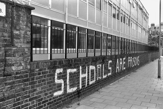 'SCHOOLS ARE PRISONS', Langley Lane, Vauxhall, Lambeth, 1989 89-7h-46