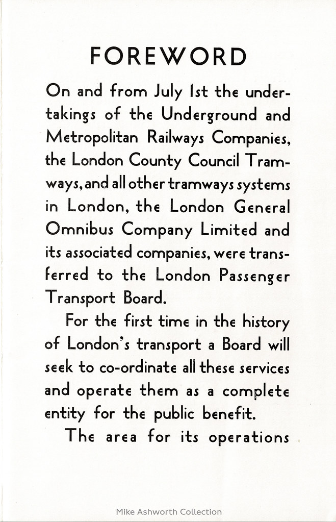 London Passenger Transport Board - a few facts about the Commercial Advertising Service : booklet, c1933 : Foreword 1