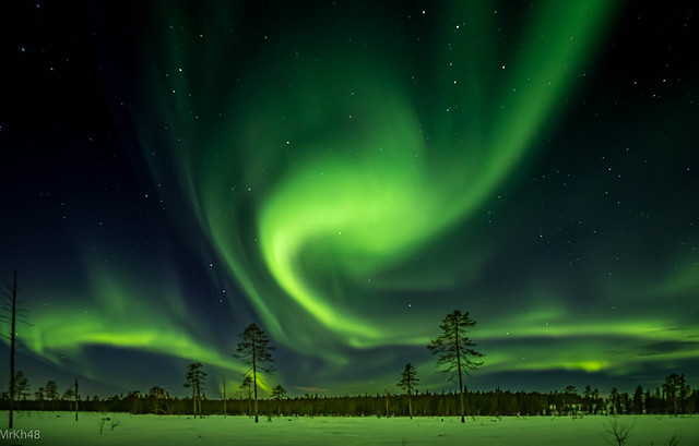 Aurora borealis in North Sweden