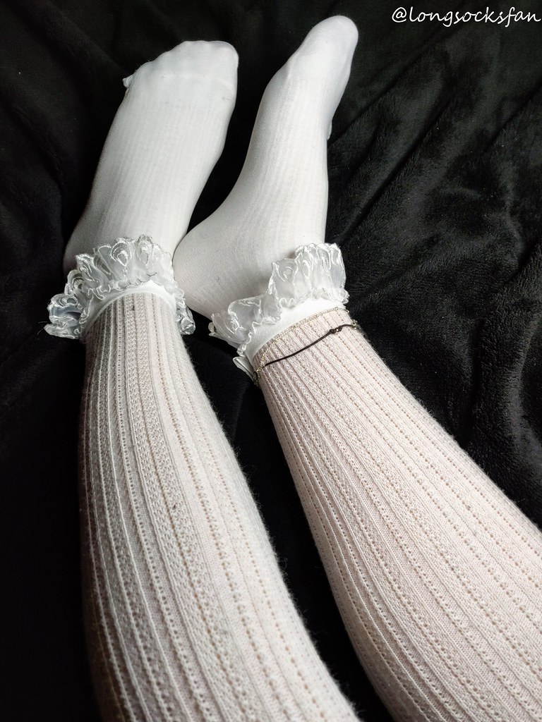 Cute pink over the knee socks with frilly white socks | Flickr