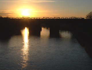Golden shine over a bridge at Preston
