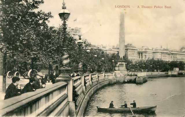London - A Thames Police Boat postcard (circa 1905)