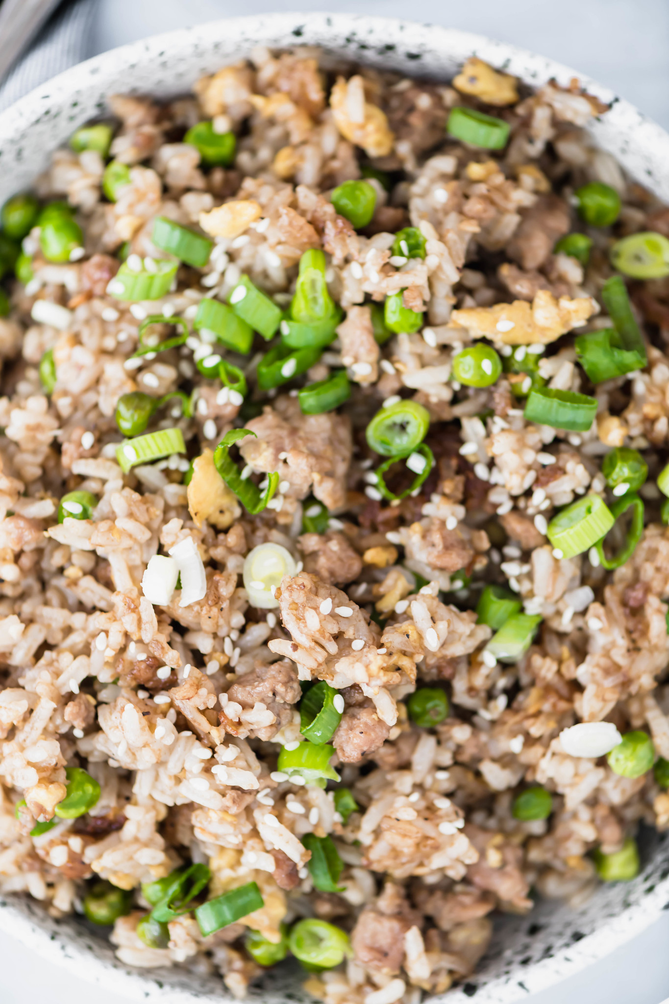 This Chinese takeout inspired Ground Pork Fried Rice is super fast to throw together for lunch or dinner. A great use of leftover rice.