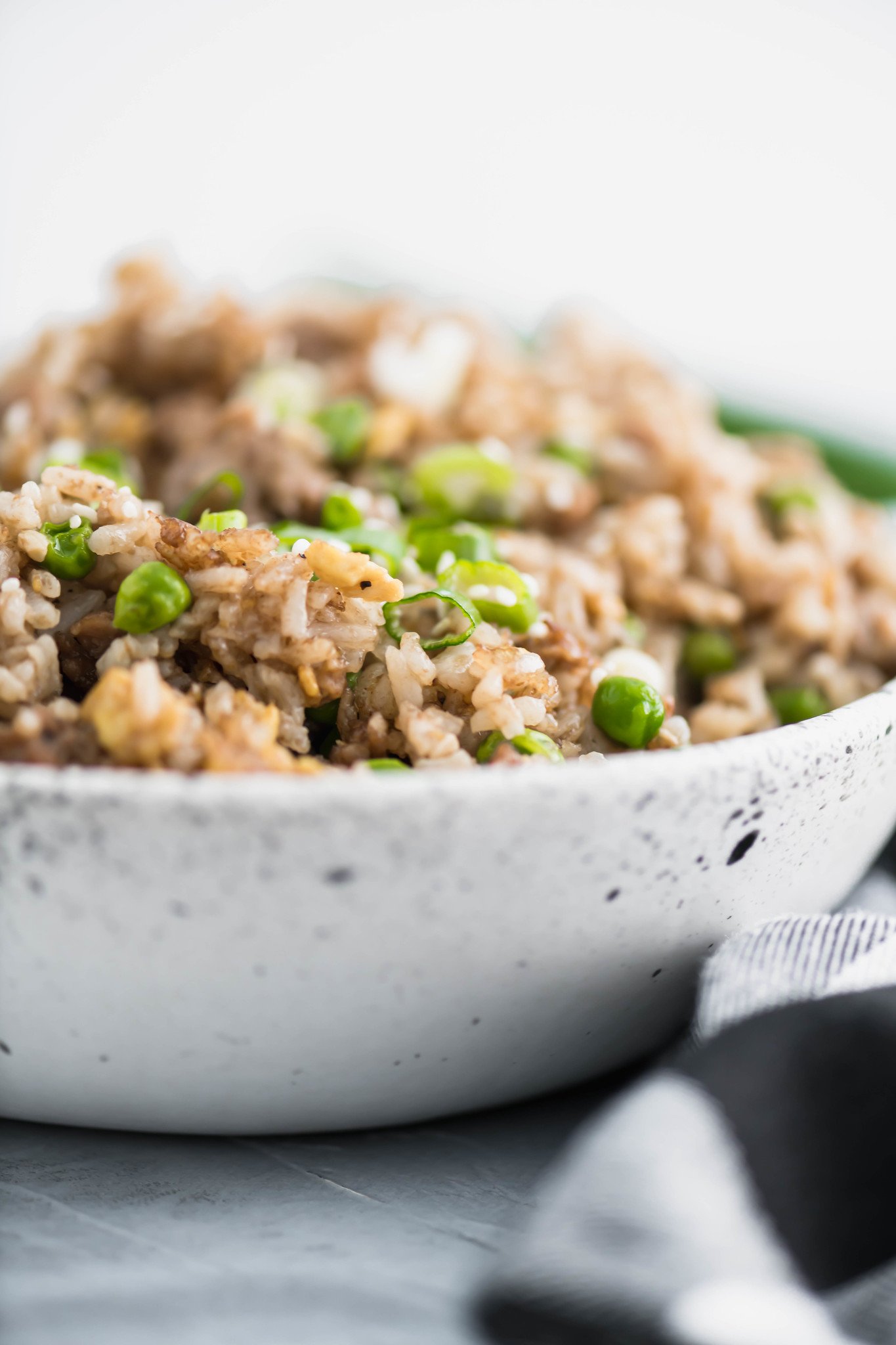 This Chinese takeout inspired Ground Pork Fried Rice is super fast to throw together for lunch or dinner. A great use of leftover rice.