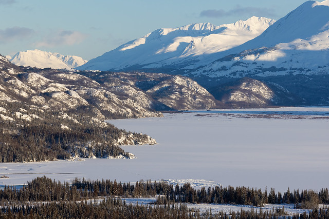 Winter landscape views across Skilak Lake and the Kenai Wilderness