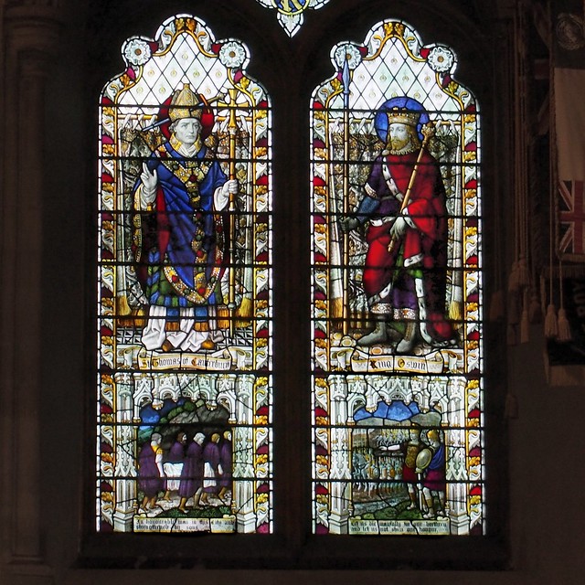 Becket-Oswin window, Cathedral and Abbey Church of Saint Alban, St Albans, Hertfordshire, England.
